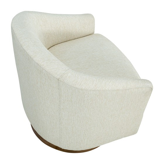 Ashton Upholstered Swivel Chair with Wood Base (Cream)