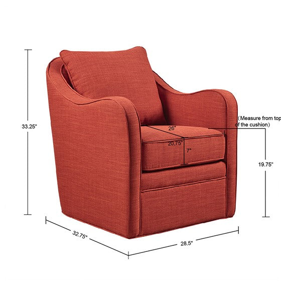 Brianne Wide Seat Swivel Arm Chair  Orange by Madison Park