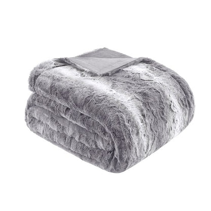 Luxury Faux Fur Throw - OEKO TEX Certified Zuri Throw - Grey