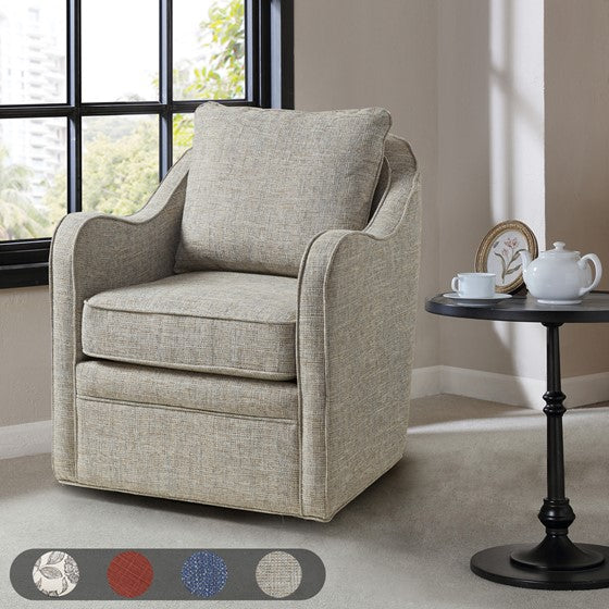 Brianne Wide Seat Swivel Arm Chair  In Grey by Madison Park