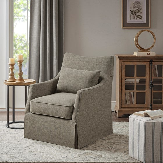 London Skirted Swivel Chair - Tan Multi