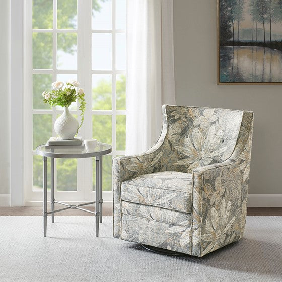 Alana Curve Back Swivel Glider Chair - Blue Multi