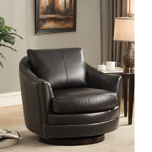 Black Leather Deluxe Swivel Chair