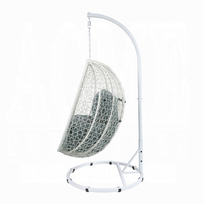 Patio Swing Hanging Chair with Green Cushion- Simona