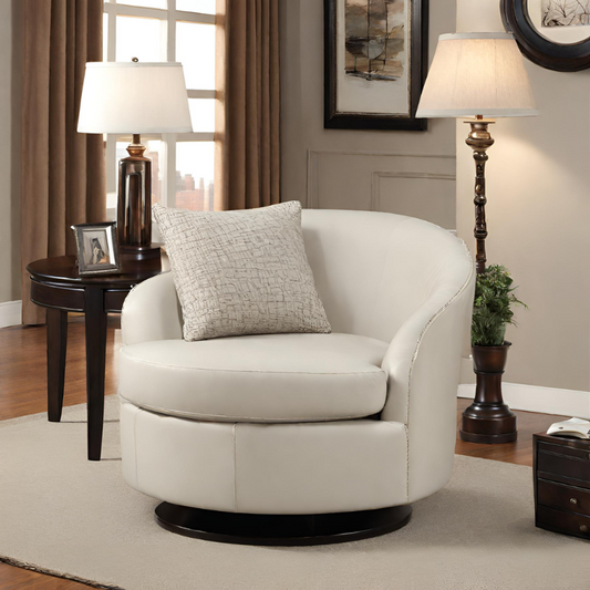 White Leather Deluxe Swivel Chair