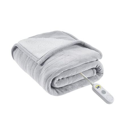 Fleece to Sherpa Heated Throw 50" x 60" - in Light Grey