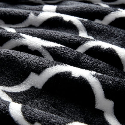 Faux Fur Oversized Throw - OEKO TEX Certified Ogee Throw 60" x 70"  Black