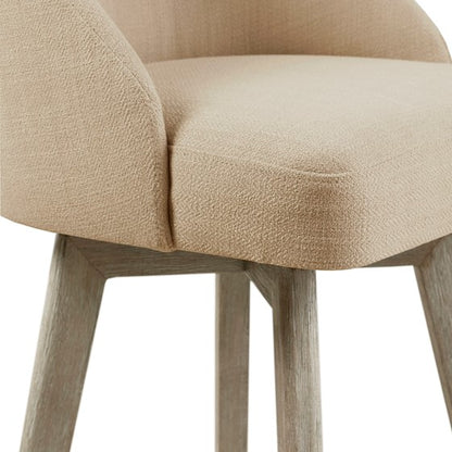 Pearce Swivel Upholstered Counter Stool with Solid Wood Legs & Metal Footrest -Cream Sand