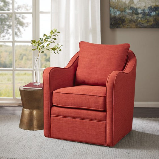 Brianne Wide Seat Swivel Arm Chair  Orange by Madison Park