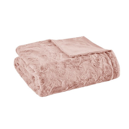 Luxury Faux Fur Throw - OEKO TEX Certified Zuri Throw - Pink