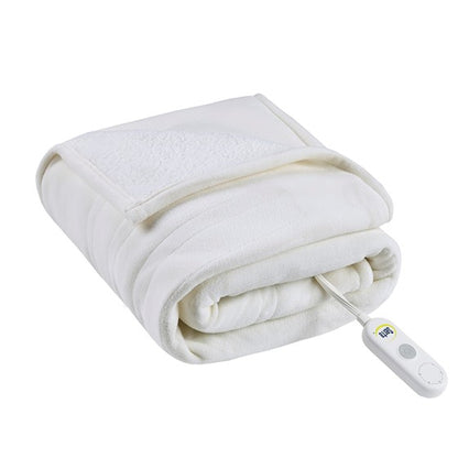 Fleece to Sherpa Heated Throw 50" x 60" - in Ivory