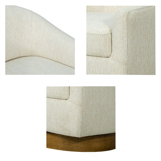 Ashton Upholstered Swivel Chair with Wood Base (Cream)