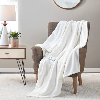 Fleece to Sherpa Heated Throw 50" x 60" - in Ivory