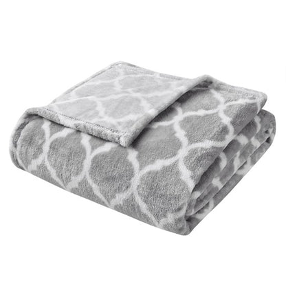 Faux Fur Oversized Throw - OEKO TEX Certified Ogee Throw 60" x 70"  Grey