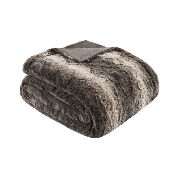 Luxury Faux Fur Throw - OEKO TEX Certified Zuri Throw - Brown