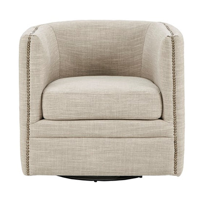 Capstone Tufted Barrel Swivel Chair- Taupe Multi