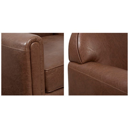 Archer Faux Leather 360 Degree Swivel Arm Chair- Brown