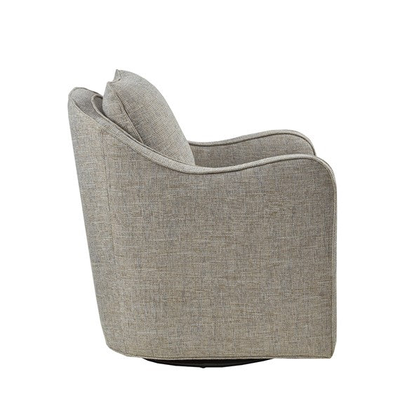 Brianne Wide Seat Swivel Arm Chair  In Grey by Madison Park