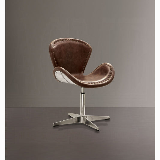 Brancaster Accent Chair W/Swivel combines aluminium and top grain leather