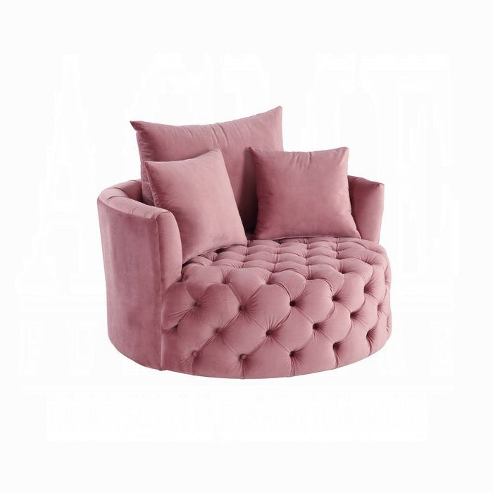 Accent Chair w/Swivel, Pink Velvet -Zunyas