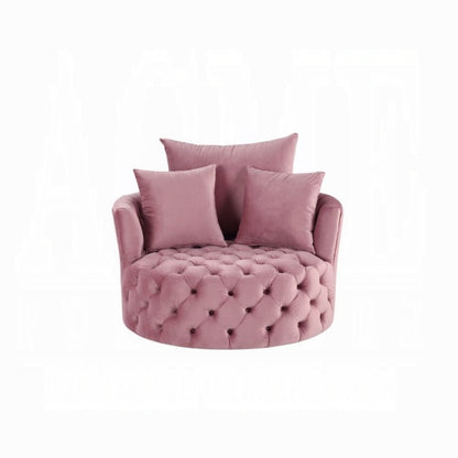 Accent Chair w/Swivel, Pink Velvet -Zunyas