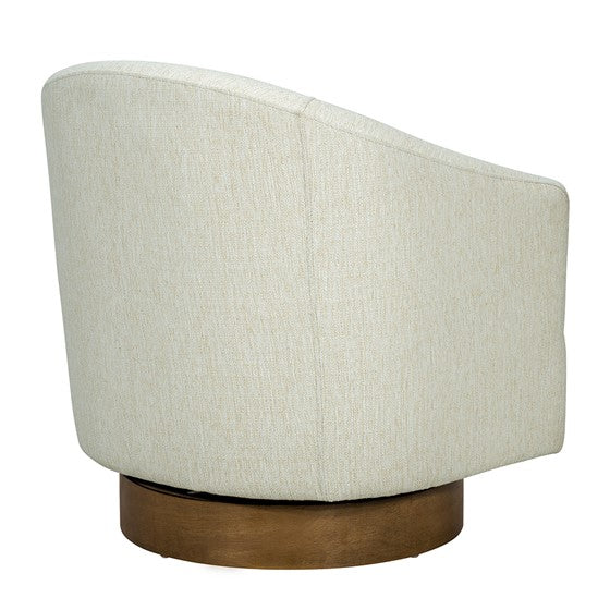 Ashton Upholstered Swivel Chair with Wood Base (Cream)