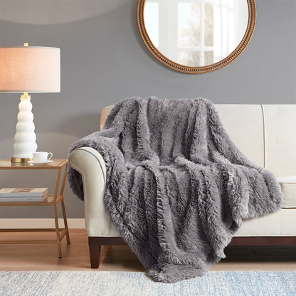 Faux Fur Throw - OEKO TEX Certified Haven Throw 50 " *60"  Grey Color