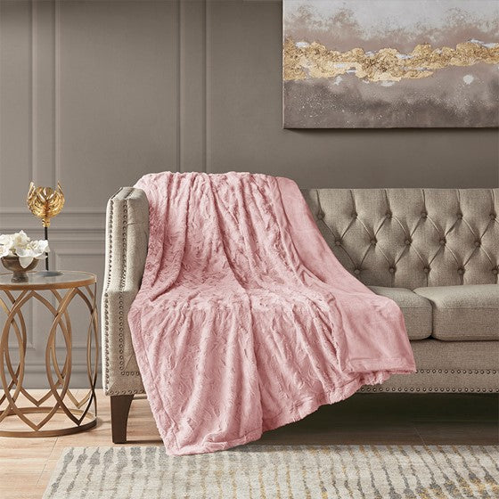 Luxury Faux Fur Throw - OEKO TEX Certified Zuri Throw - Pink