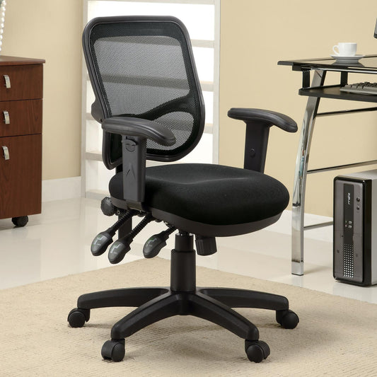 Black Swivel Office Chair with Armrest