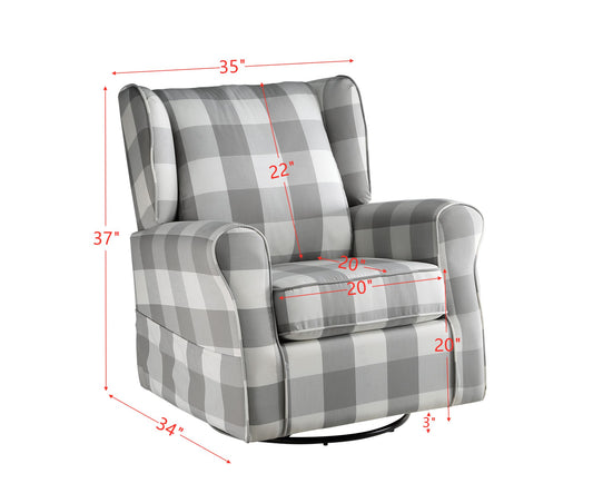 Swivel Chair w/Glider , Gray Fabric LV00922