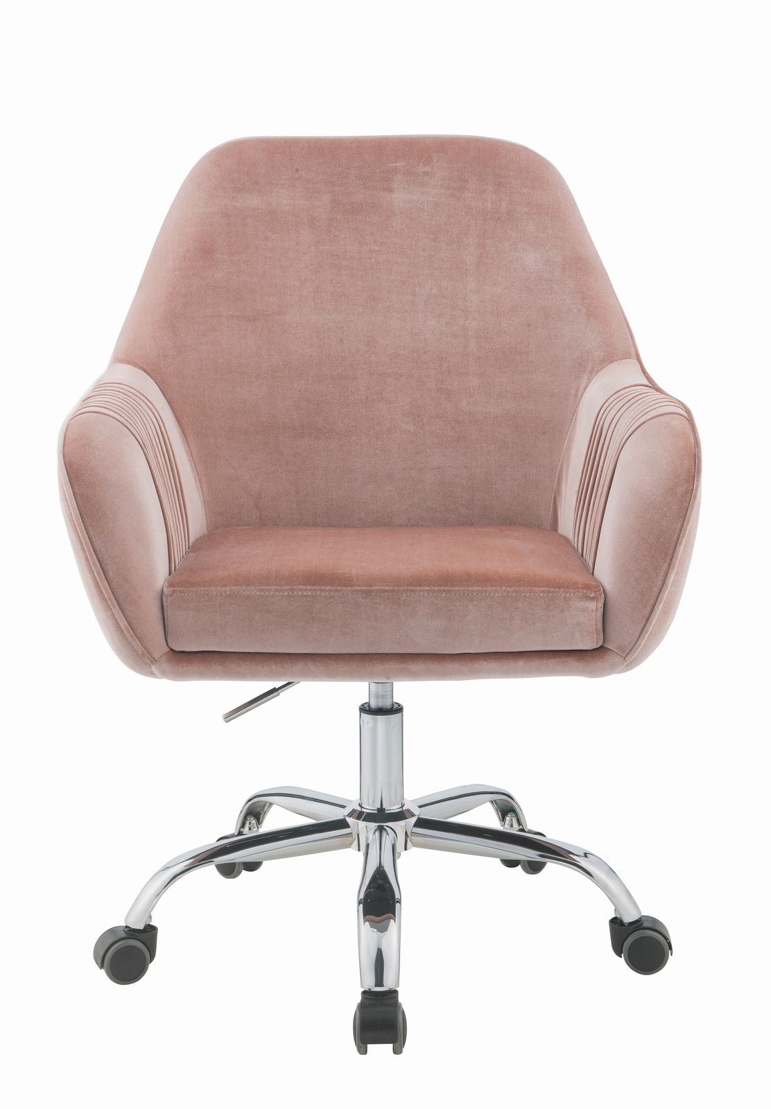 Eimer Office Chair with Swivel in Peach Velvet & Chrome