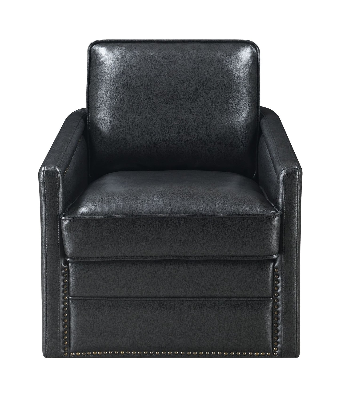 Accent Chair w/Swivel, Black Leather Aire - Rocha