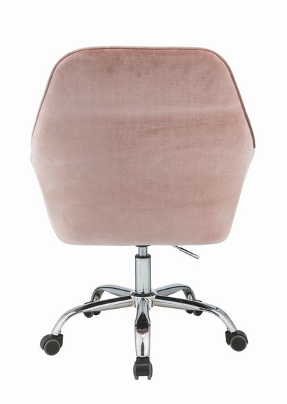 Eimer Office Chair with Swivel in Peach Velvet & Chrome