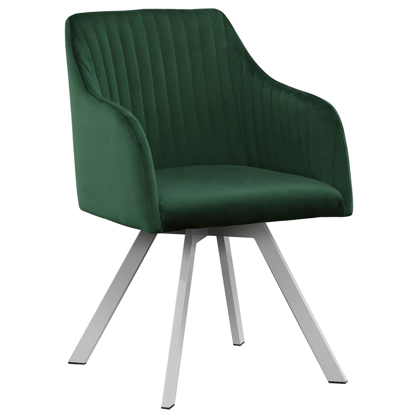 Green Channeled Sloped Arm Swivel Chair