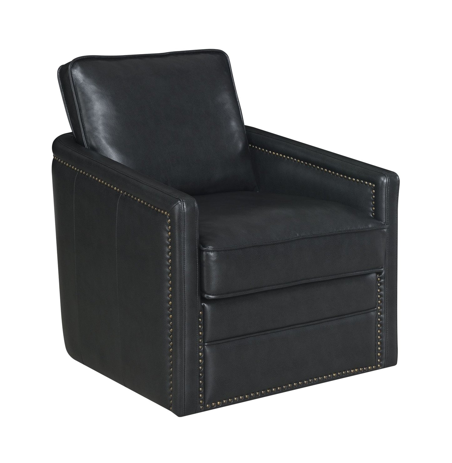 Accent Chair w/Swivel, Black Leather Aire - Rocha