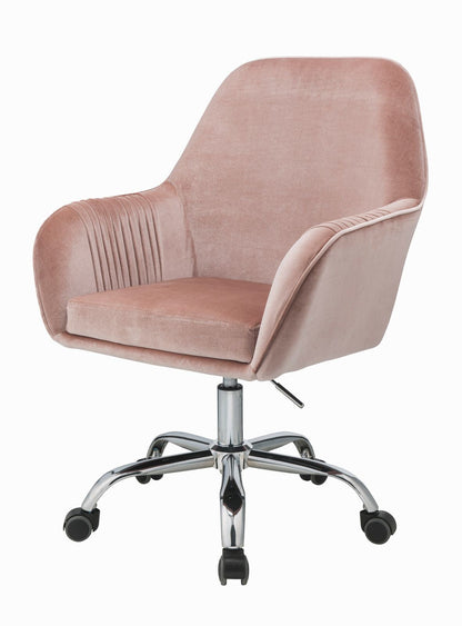 Eimer Office Chair with Swivel in Peach Velvet & Chrome