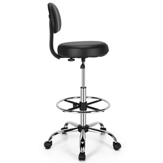 Swivel  Chair - PU Leather Drafting Chair with Retractable Mid Back