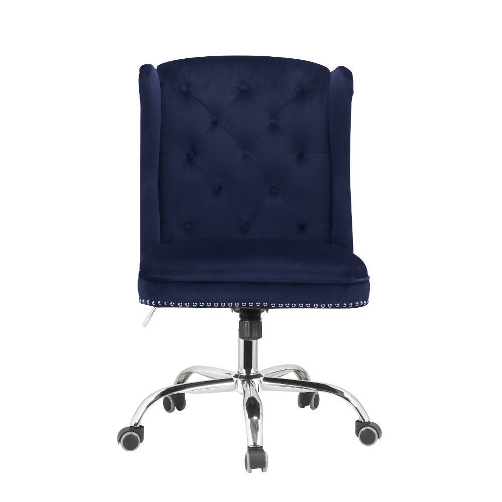 Jamesia Office Chair; Midnight Blue Velvet with swivel and adjustble lift