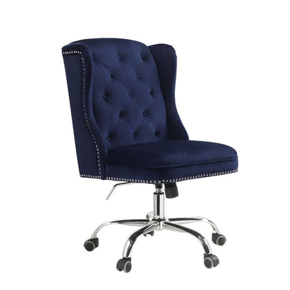 Jamesia Office Chair; Midnight Blue Velvet with swivel and adjustble lift