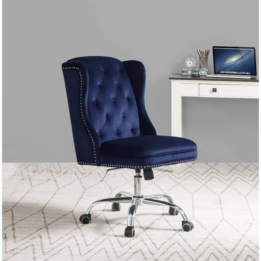 Jamesia Office Chair; Midnight Blue Velvet with swivel and adjustble lift