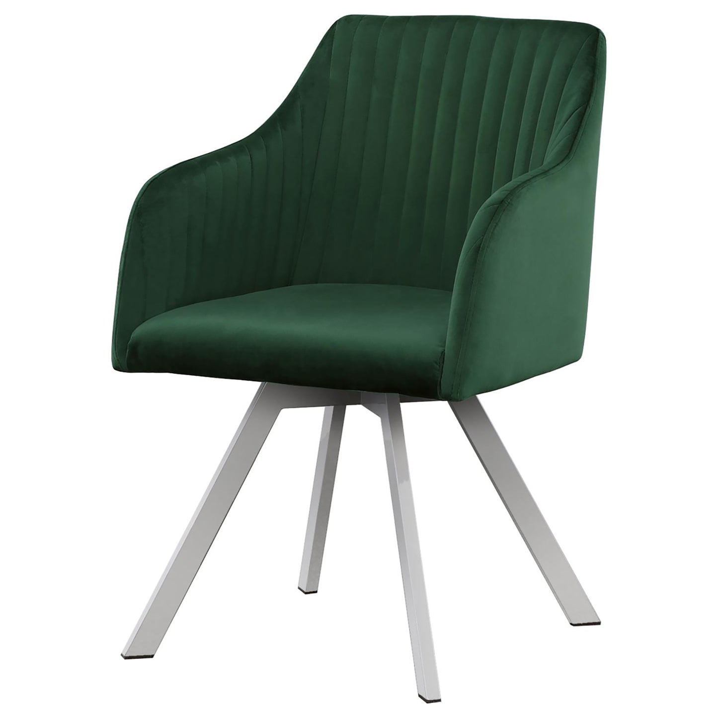Green Channeled Sloped Arm Swivel Chair