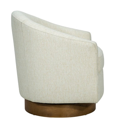 Ashton Upholstered Swivel Chair with Wood Base (Cream)