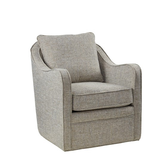 Brianne Wide Seat Swivel Arm Chair  In Grey by Madison Park