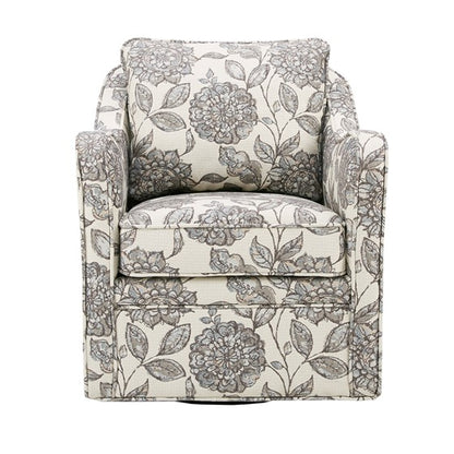 Brianne Wide Seat Swivel Arm Chair  by Madison Park in Grey Flower Color